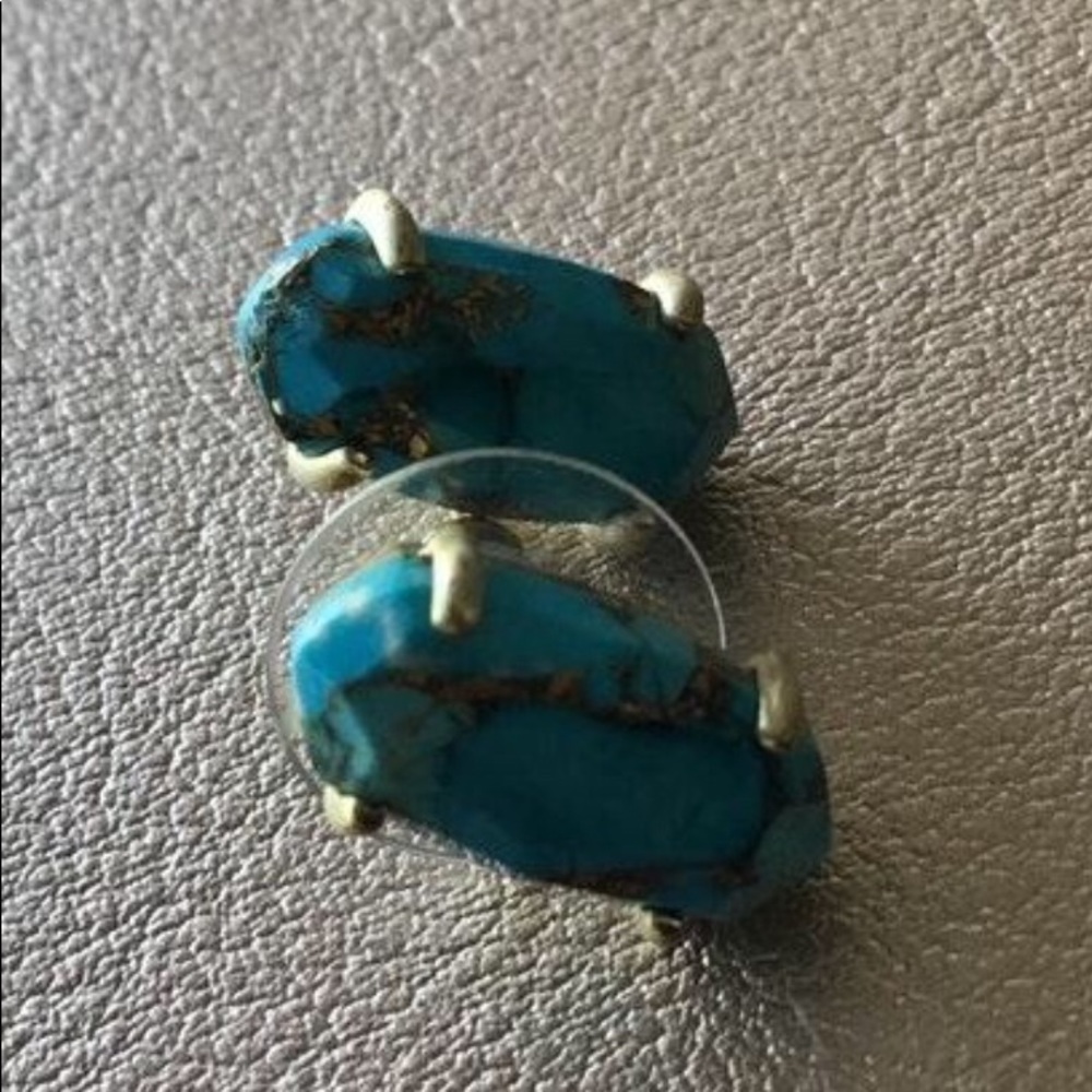 Kendra Scott Gold Veined Turquoise Stud Earrings